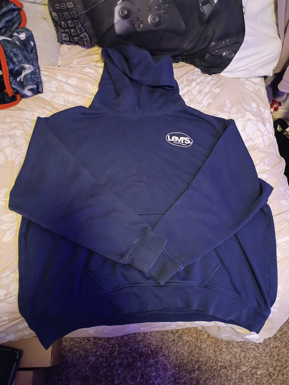 Levi's Men's Navy Crewneck Hoodie with Small Chest Logo